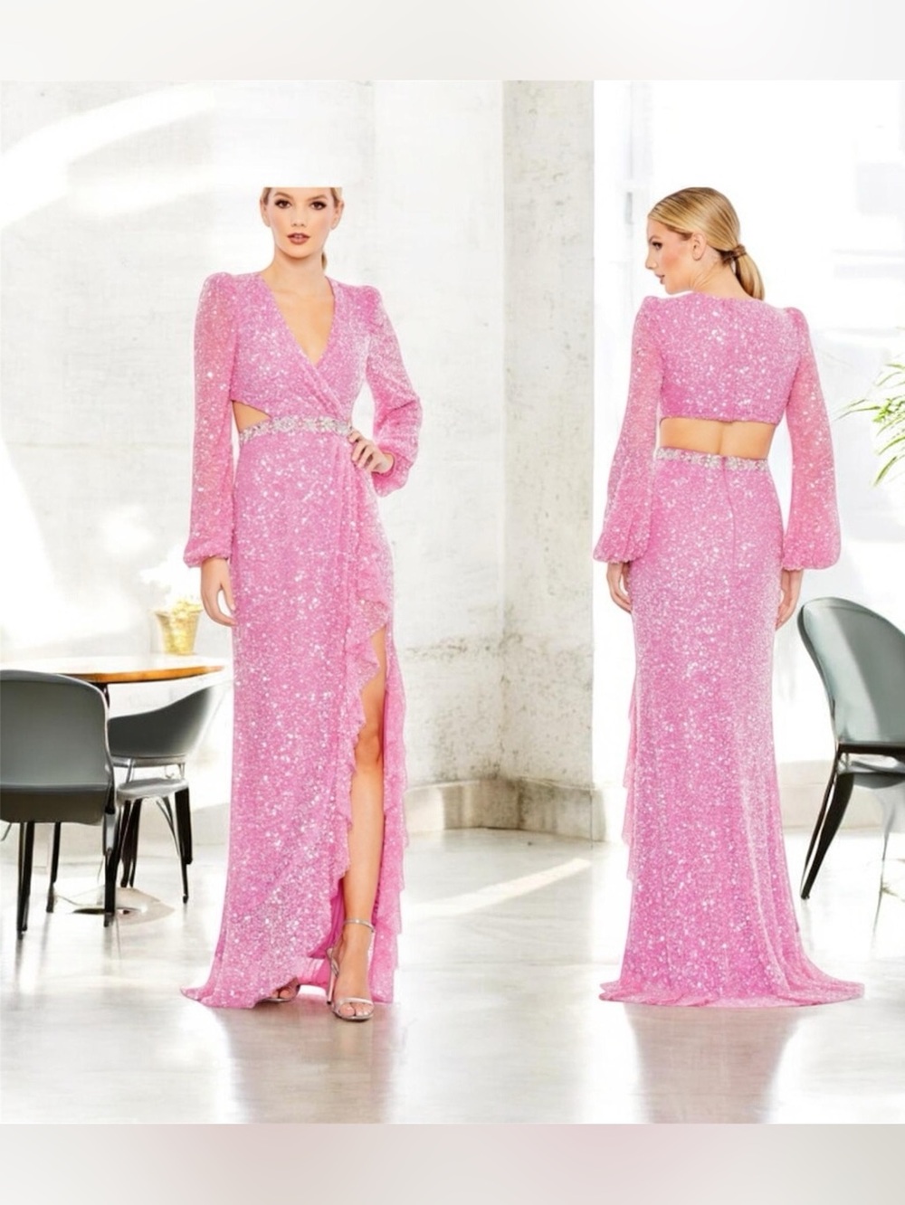 BRAND NEW Mac Duggal Sequined Pink Gown size 2. SOLD OUT SIZE $598 RETAIL